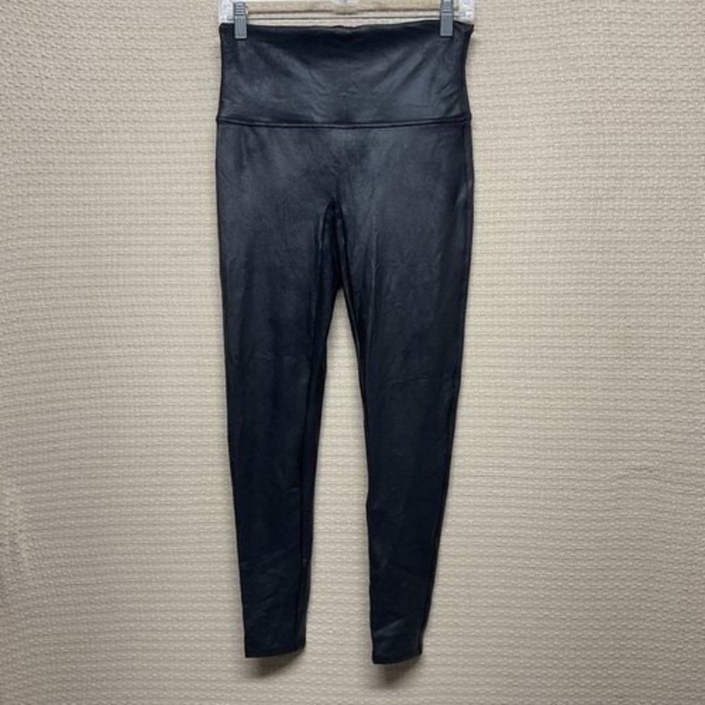 Spanx Black Faux Vegan Leather Shaping City Chic Legging Women XL Vietnam